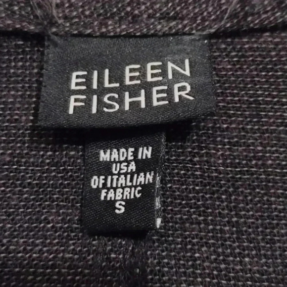 Eileen Fisher Black Open Front Fringe Hem Linen Cardigan Sweater Womans - Picture 3 of 5
